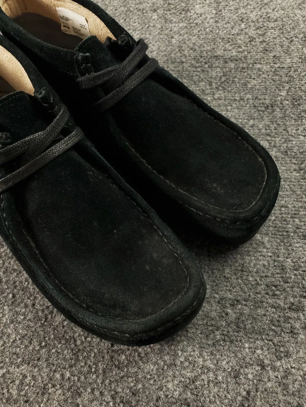 Clarks Stinson Hi Suede Chukka Boots Mens 10 Black Moc Toe Crepe Sole Wallabee